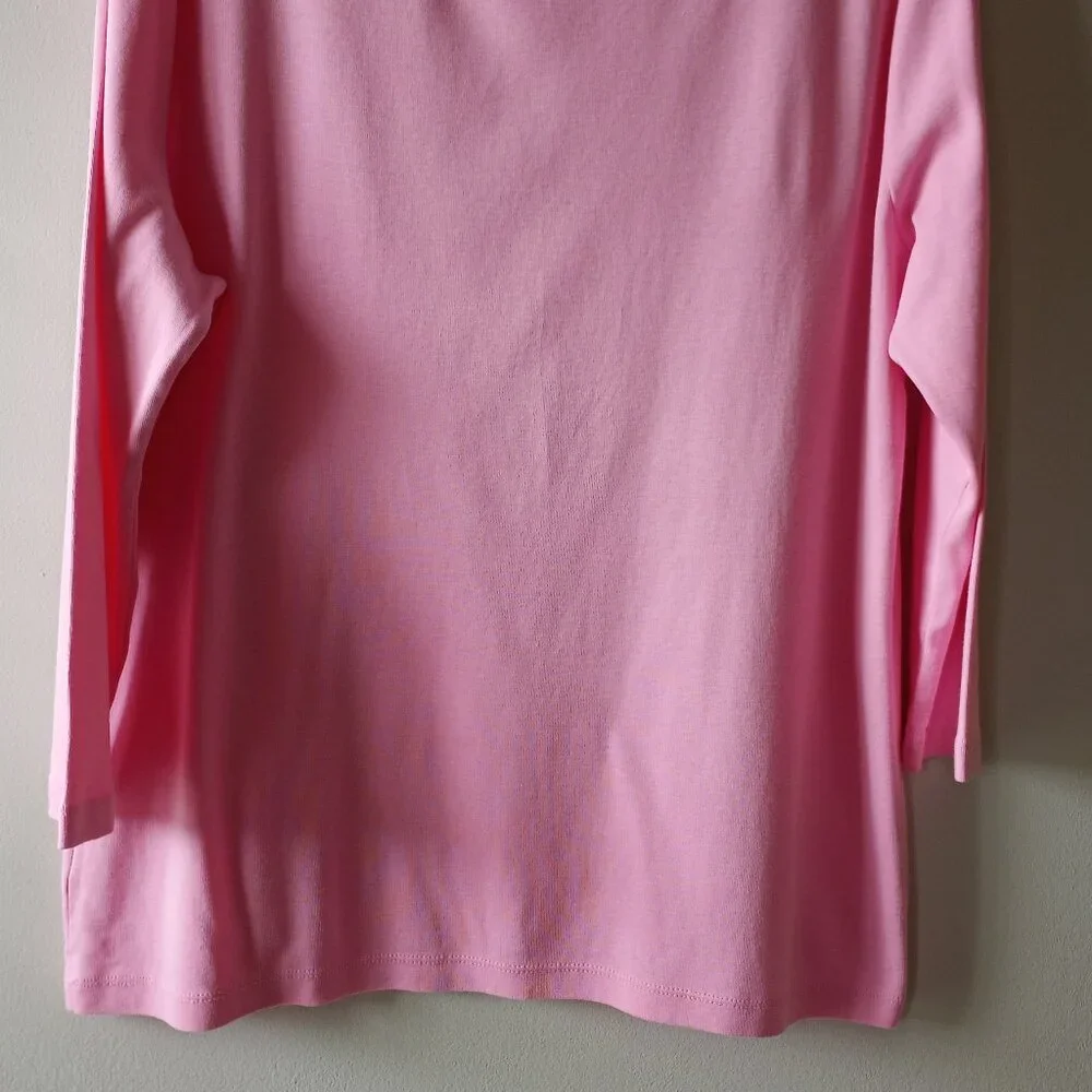 'Talbots' The Talbots Tee Long Sleeve Solid Pink Size LP EUC_2